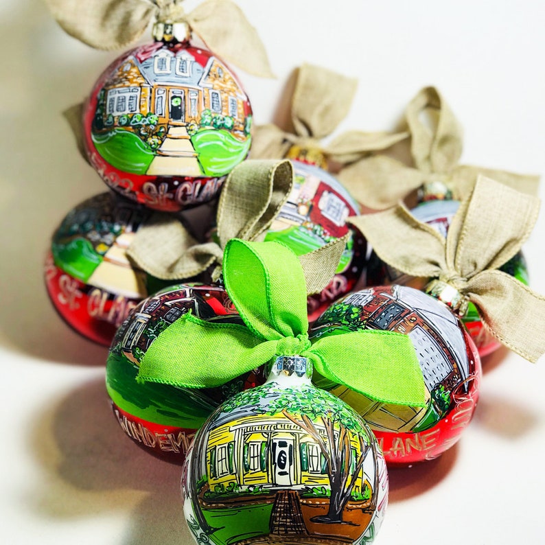 Painted house ornament New Home Gift Hand Painted Home Portrait ornament