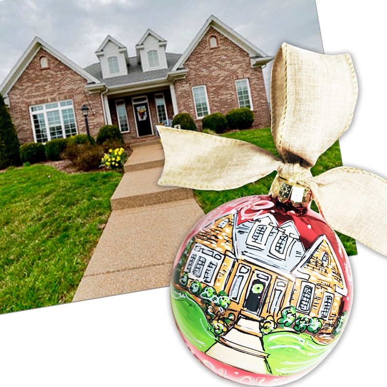 Painted house ornament New Home Gift Hand Painted Home Portrait ornament