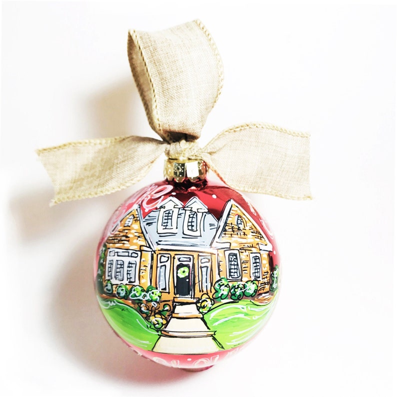 Painted house ornament New Home Gift Hand Painted Home Portrait ornament