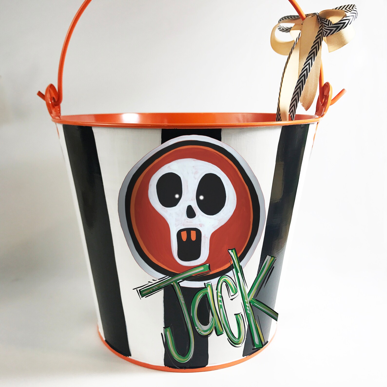 Skull Halloween Bucket Personalized Halloween Pail Trick or Etsy