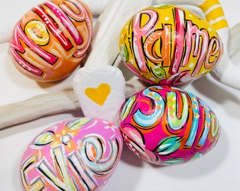 Personalized Easter Egg, Hand Painted Easter Egg, Easter Egg Decor, Paper Mache egg