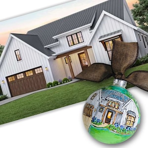 Custom House Portrait Ornament, House Warming Gift, Welcome Home Gift