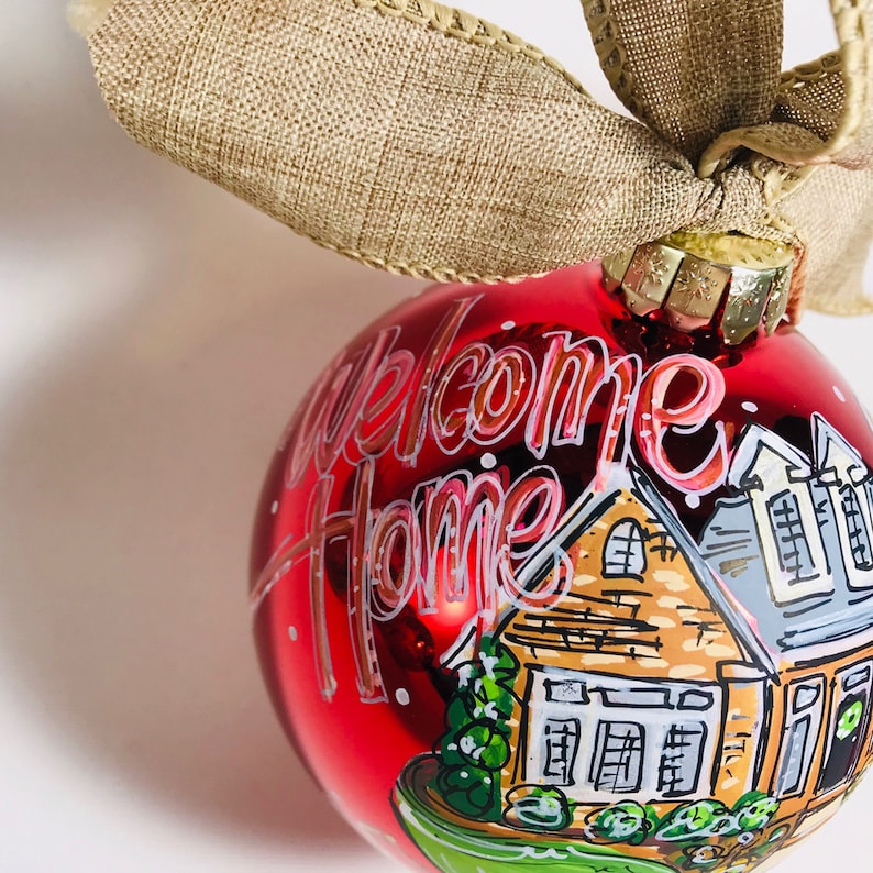 Painted house ornament New Home Gift Hand Painted Home Portrait ornament