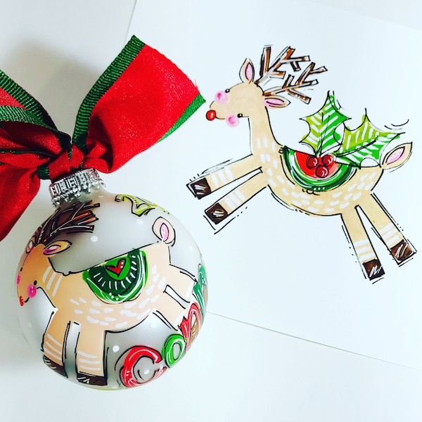 PERSONALIZED WOODLAND DEER  Ornament, Keepsake Deer Ornament, Reindeer Ornament