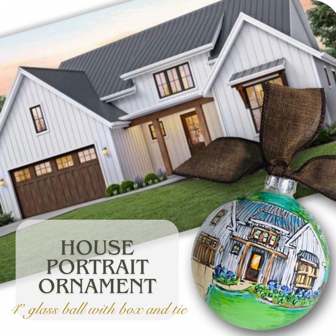 Custom House Portrait Ornament, House Warming Gift, Welcome Home Gift ...