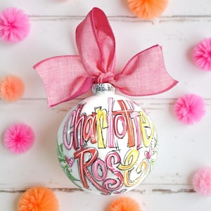 Personalized Ornament BRIGHT Fun Colors for girls Custom Christmas Ornament