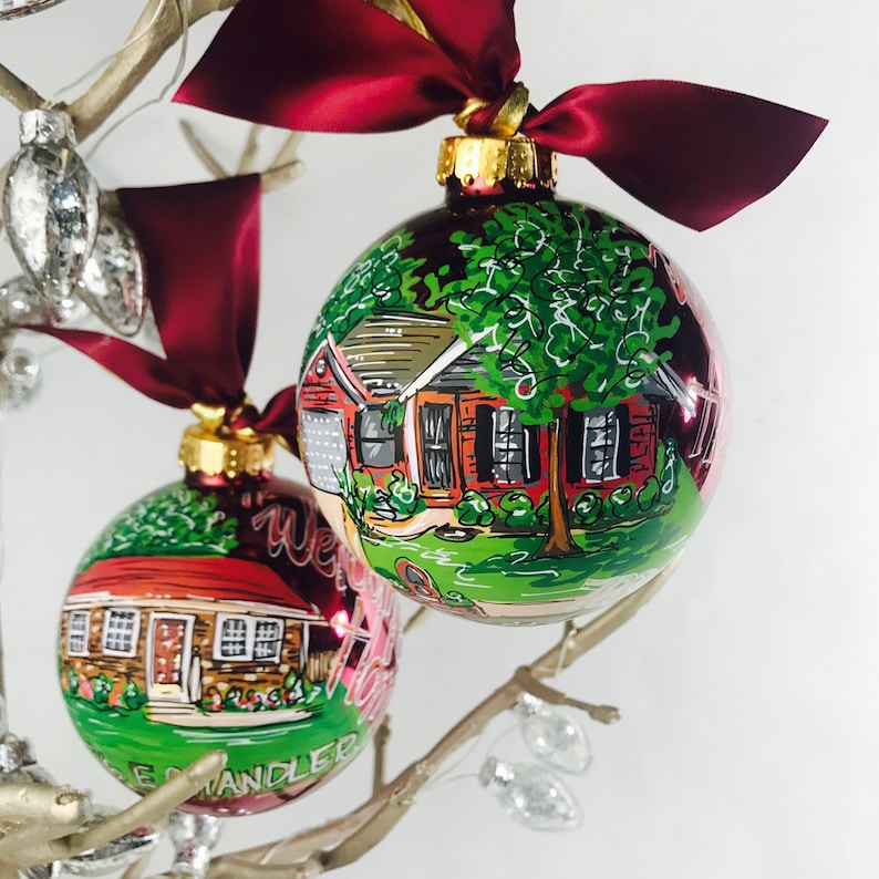 Painted house ornament New Home Gift Hand Painted Home Portrait ornament