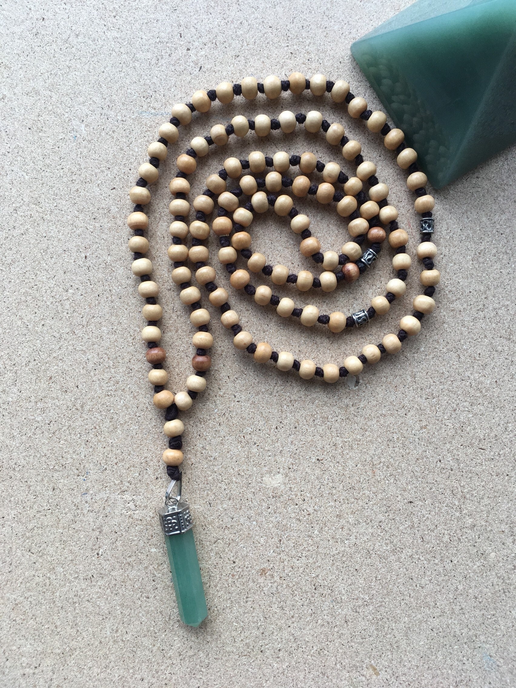 108 Beads Mala Rose Quartz Green Aventurine Healing Stone Bracelet Nec –  EvelynCreations