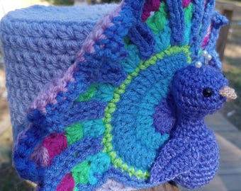 Crochet peacock toilet paper cover