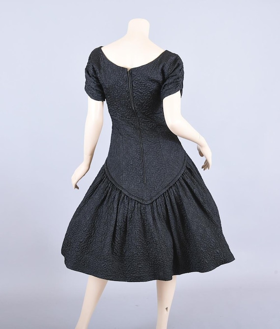 Vintage 1950s Black Party Dress, Ballerina Bodice… - image 2