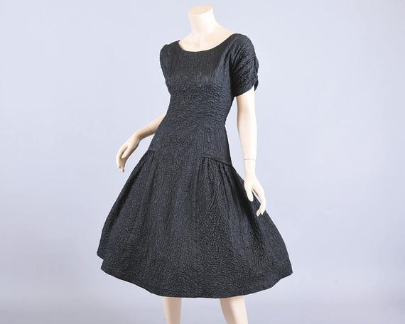 Vintage 1950s Black Party Dress, Ballerina Bodice… - image 3
