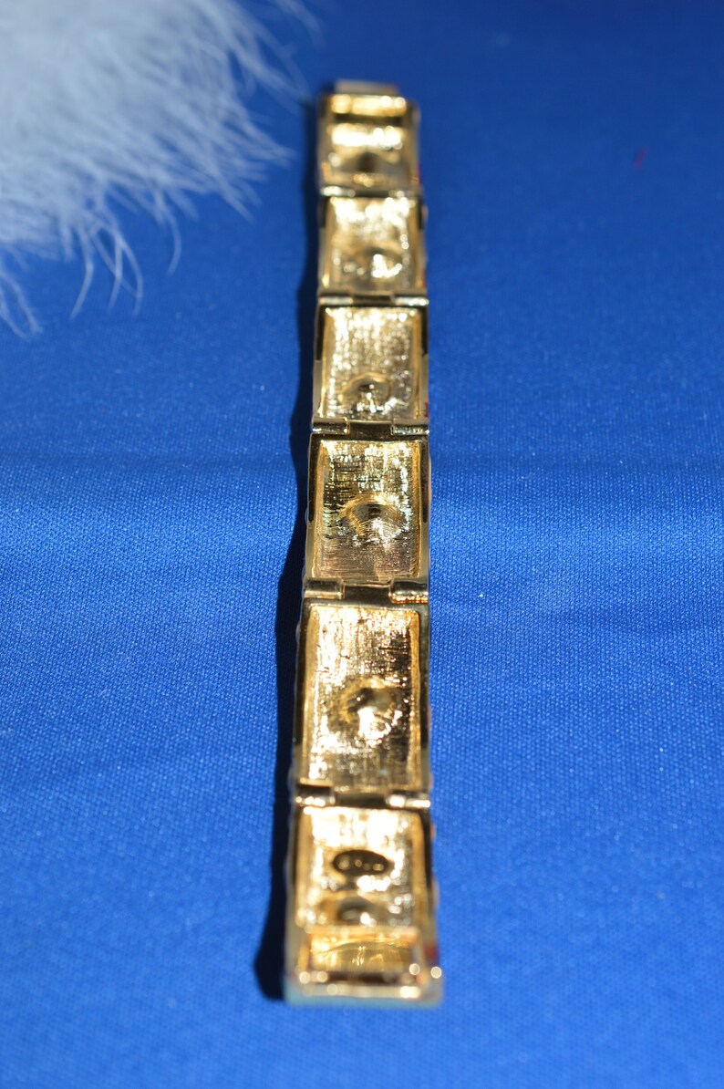 Vintage Kenneth Jay Lane Tiger Stripe Bangle Bracelet With AMBER CRYSTALS Signed KJL Rare Show Stopper