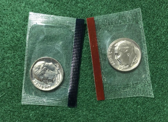 1964 SILVER US Mint Uncirculated 10 Coin Set BU P and D Cello Sleeve Envelope