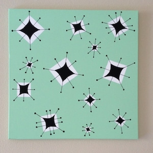 Mid Century Modern Atomic Starburst Wall art 1950s painting