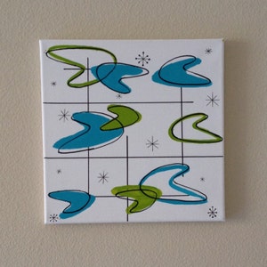 Mid Century Modern Atomic starburst boomerang Wall art 1950s painting