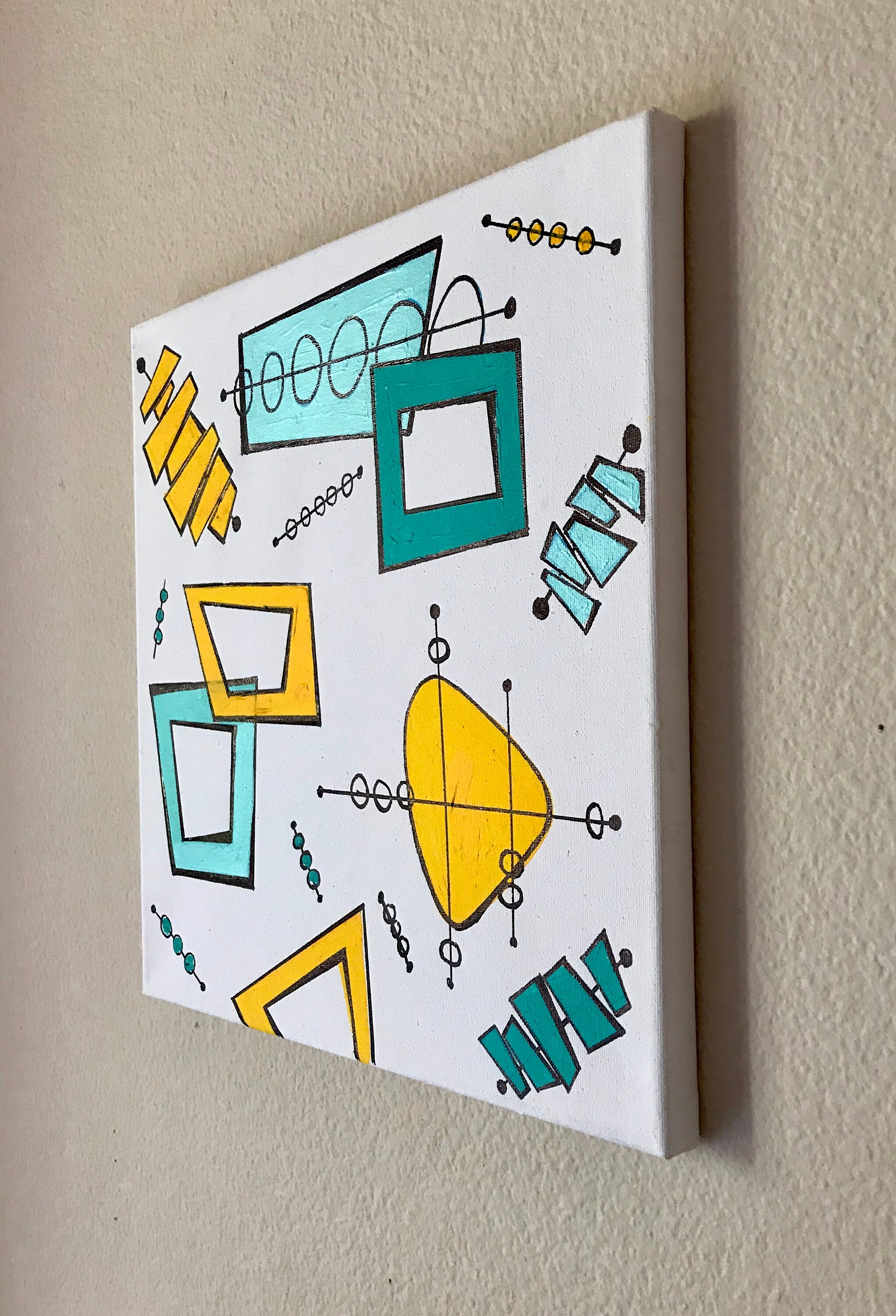 Mid Century Modern Atomic Wall Art 1950s Geometric Painting Etsy