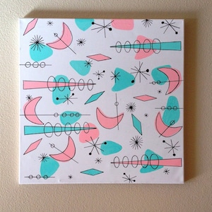 Mid Century Modern Atomic Wall art 1950s Starburst painting