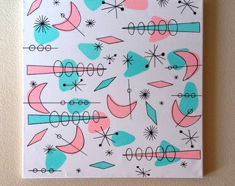 Mid Century Modern Atomic Wall art 1950s Starburst painting