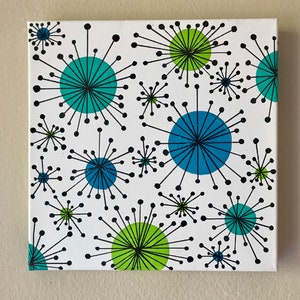 Mid Century Modern Atomic Starburst Wall art 1950s painting