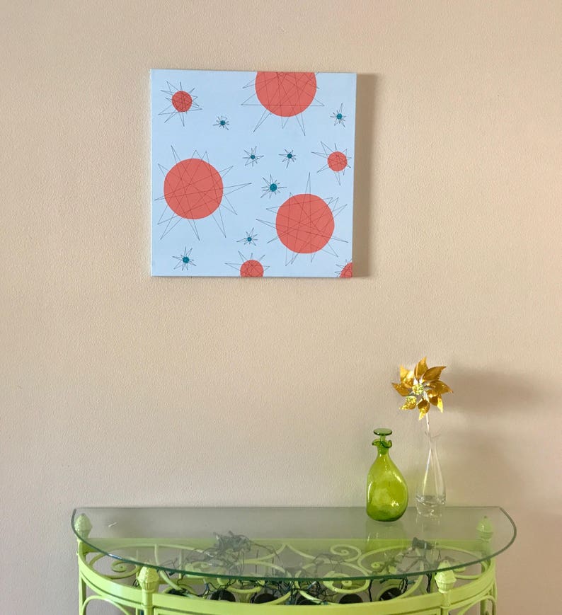 Mid Century Modern Wall art Atomic 1950s Starburst painting Etsy