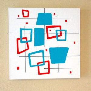 Mid Century Modern Atomic Wall art 1950s geometric painting