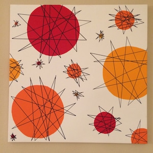 Mid Century  Modern Atomic Starburst Wall art 1950s Starburst painting