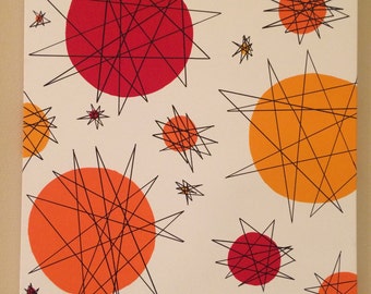 Mid Century Modern Atomic Starburst Wall art 1950s Pintura Starburst