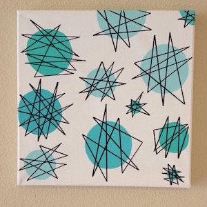 Mid Century  Modern Atomic Starburst Wall art 1950s Starburst painting