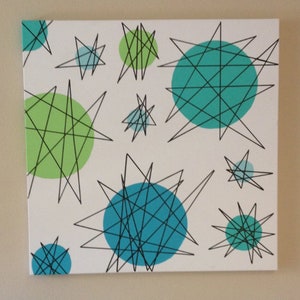 Mid Century  Modern Atomic Starburst Wall art 1950s Starburst painting