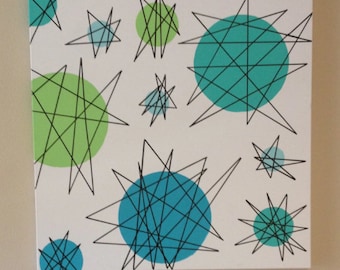 Mid Century  Modern Atomic Starburst Wall art 1950s Starburst painting