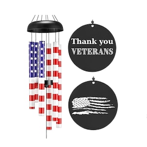 Supporting Veterans Wind Chime Gifts for Outdoor Porch Thank You for Your Service Military United States Proud to be an American