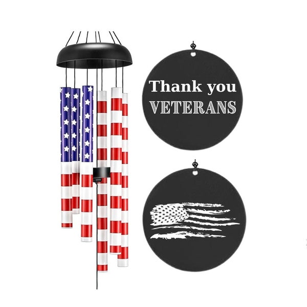 Supporting Veterans Wind Chime Gifts for Outdoor Porch Thank You for Your Service Military United States Proud to be an American