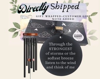 Envío directo - Envuelto para regalo - Carillón de viento conmemorativo personalizado negro - Regalo para exteriores en señal de condolencia - A través de las tormentas más fuertes - Bendición irlandesa