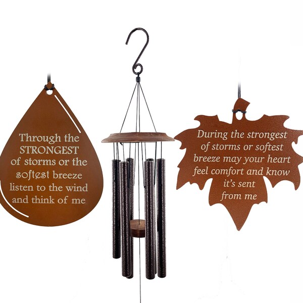 Personalised Memorial Gifts in Sympathy Copper Metal Outdoor Wind Chimes after the Loss of a Mother Father or Remembered Family Member