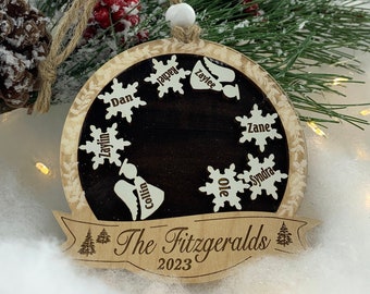 Family Christmas Ornament 2024 Angels Name Gift 3D Personalized Gifts Family Engraved Last Name on Ornaments Shake and Move Around Inside