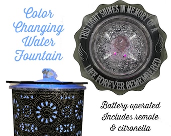 Memorial Light Water Fountain, Color Changing, After Loss “This Light Shines in Memory of a Life Forever Remembered" Diffuser Indoor Outdoor