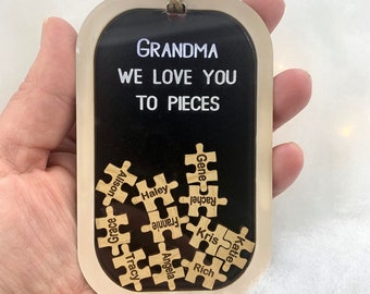 Regalo para la abuela de Navidad Regalos para mamá Te amo en pedazos Adorno de rompecabezas Regalo personalizado para abuelos, Nana, Pops, tía