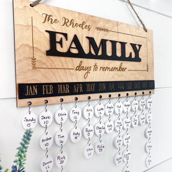 Family Birthday Anniversary Calendar Etsy