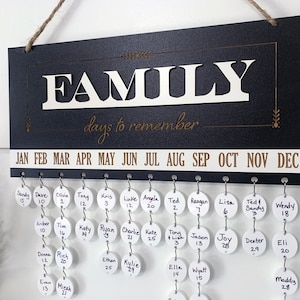 FAMILY Days to Remember Gifts for Grandma Mother&#39;s Day Gift Calendar Board Sign Personalized Gift for Birthdays & Anniversaries Date Tracker