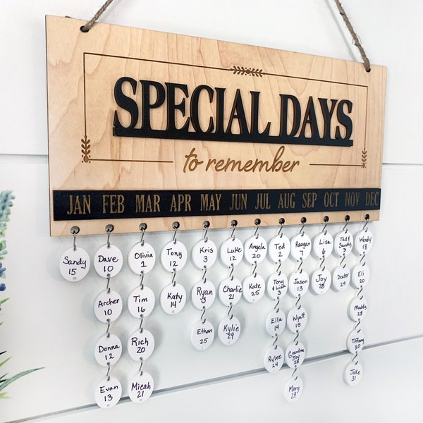 Wall Birthday Board Grandma or Mom SPECIAL Days to Remember Calendar Board Gift Sign Family Birthdays & Heaven Anniversary Family Member