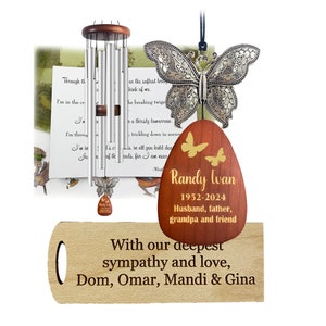 Through the Strongest of Storms Butterfly Wind Chime Sympathy Gift in Memory of Loved One a Unique Daughter Mother Grandma Silver Memorial
