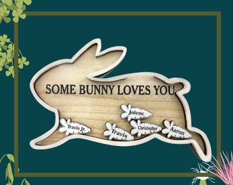 Canasta de Pascua para la abuela de parte de sus nietos. "Un conejito te quiere". Regalos personalizados. Personaliza la corona de zanahorias y el conejito. Puerta del refrigerador.