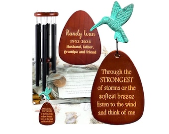 Campanas de viento de metal negras para exteriores con forma de colibrí en señal de simpatía, para después de la pérdida de una madre o un ser querido recordado, decoración de jardín.