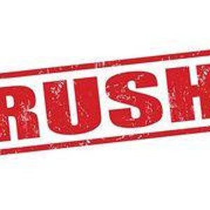 May include: Red rectangular stamp with the word "RUSH" in white letters.
