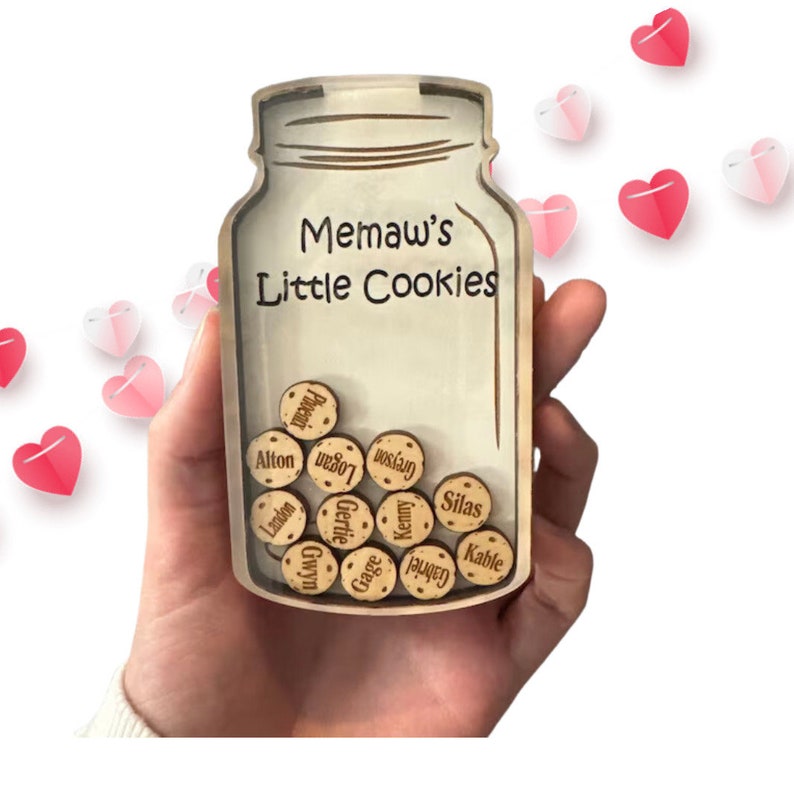 Gift for Gaga Nonna on Mother's Day Personalized Keepsake Cookie Jar Grandparents with Grandchildren's Names Little Cookies Great Grandma image 3