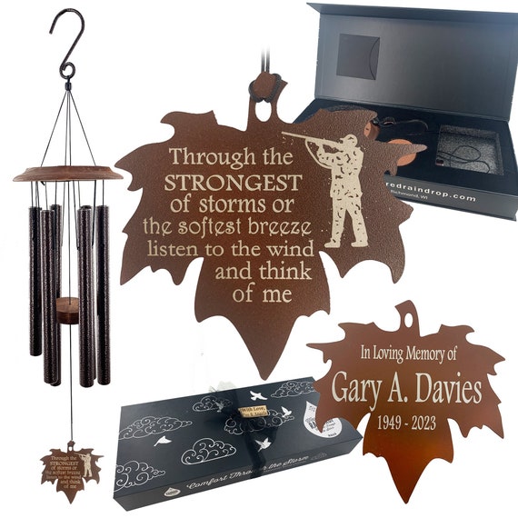 Memorial Hunter Wind Chime Gift Sympathy Leaf Wind Chime in Memory of  Someone Who Loved to Hunt Deep Tone & Personalized Loss of Dad Gifts 
