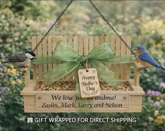 Comedero para pájaros personalizado, regalo para la abuela, regalo del Día de la Madre, comedero para pájaros grabado a medida, regalo para mamá, regalo de jardinería, envuelto para regalo.