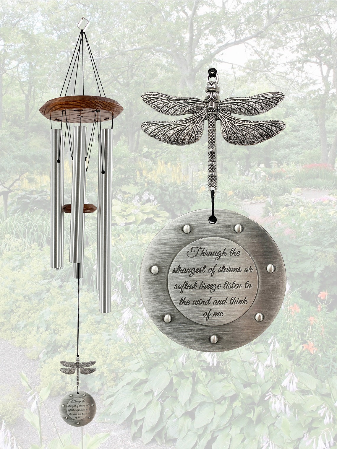 Memorial Silver Dragonfly Wind Chime 28 inch Through the Etsy