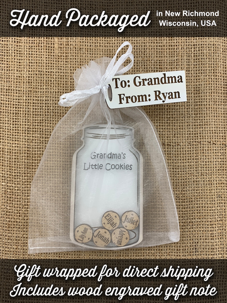Gift for Gaga Nonna on Mother's Day Personalized Keepsake Cookie Jar Grandparents with Grandchildren's Names Little Cookies Great Grandma image 2