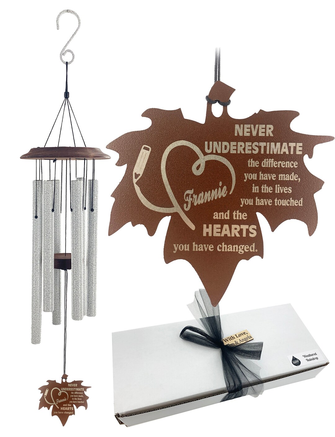 Teacher Appreciation Custom Wind Chime Gift With Leaf Deep Etsy